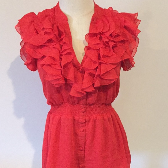 H&M Tops - H&M Red frilled top gorgeous